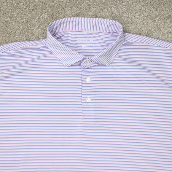 Harlestons Polo Shirt Mens 2XL XXL Pink/Blue Striped Tailored Fit Short Sleeve - Picture 6 of 15